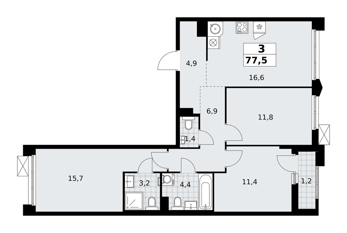 2-BD Apartment Sale, 77.5 sq. m. at Desnarechie, kvartal № 23, Desyonovskoye Settlement, Moscow, Russia #2 2-BD Apartment Sale, 77.5 sq. m. at Desnarechie, kvartal № 23, Desyonovskoye Settlement, Moscow, Russia #2