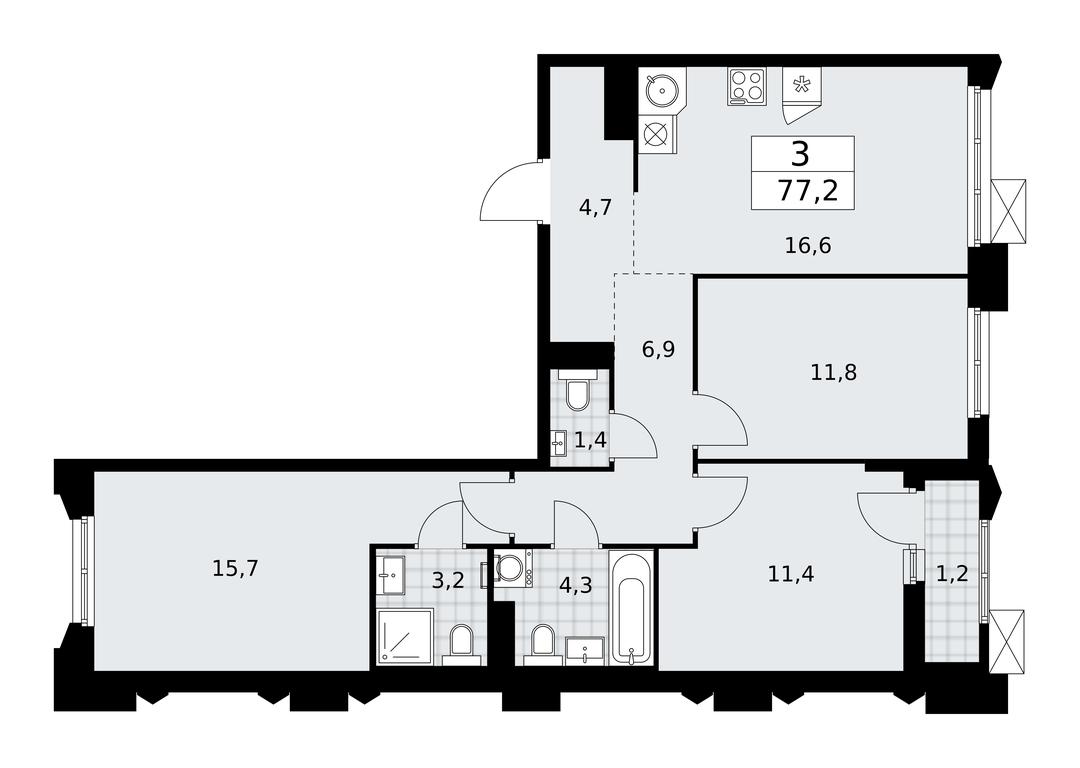 2-BD Apartment Sale, 77.2平方米 at Desnarechie, kvartal № 23, Desyonovskoye Settlement, Moscow, Russia #1 2-BD Apartment Sale, 77.2平方米 at Desnarechie, kvartal № 23, Desyonovskoye Settlement, Moscow, Russia #1