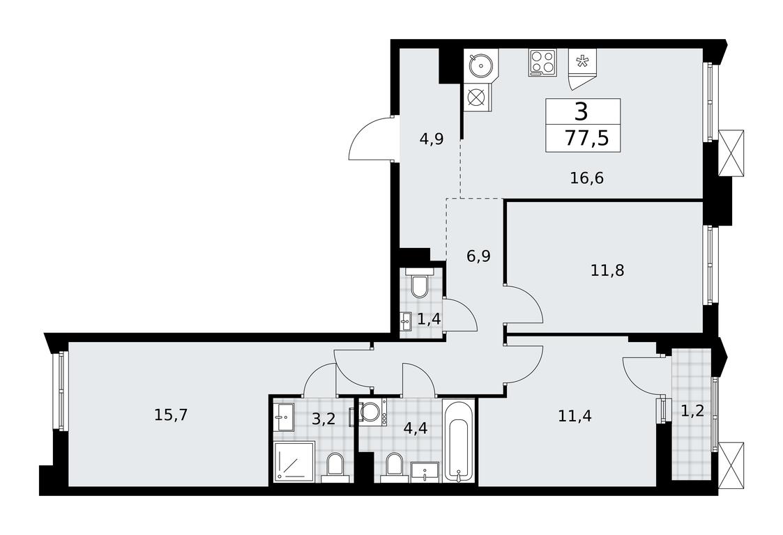 2-BD Apartment Sale, 77.5平方米 at Desnarechie, kvartal № 23, Desyonovskoye Settlement, Moscow, Russia #1 2-BD Apartment Sale, 77.5平方米 at Desnarechie, kvartal № 23, Desyonovskoye Settlement, Moscow, Russia #1