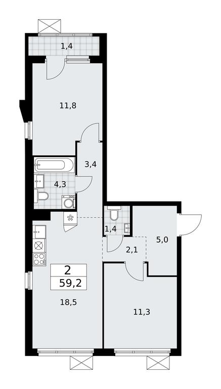 1-BD Apartment Sale, 59.2 sq. m. at Desnarechie, kvartal № 23, Desyonovskoye Settlement, Moscow, Russia #1 1-BD Apartment Sale, 59.2 sq. m. at Desnarechie, kvartal № 23, Desyonovskoye Settlement, Moscow, Russia #1