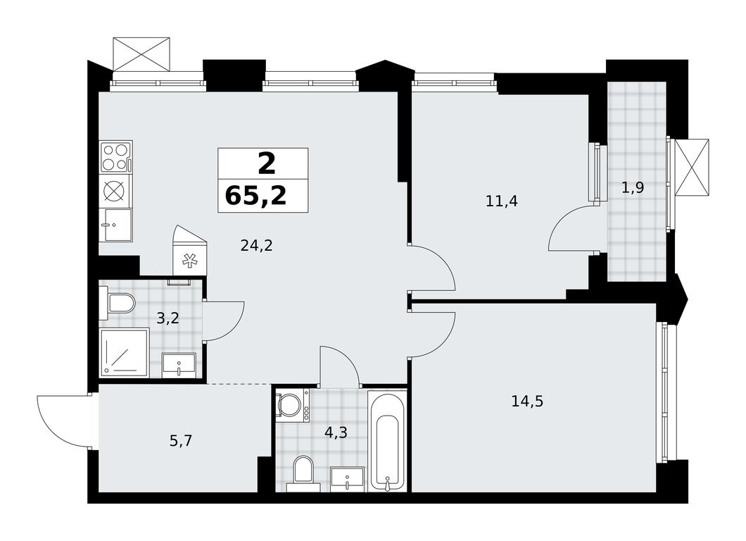 1-BD Apartment Sale, 65.2 sq. m. at Desnarechie, kvartal № 23, Desyonovskoye Settlement, Moscow, Russia #2 1-BD Apartment Sale, 65.2 sq. m. at Desnarechie, kvartal № 23, Desyonovskoye Settlement, Moscow, Russia #2