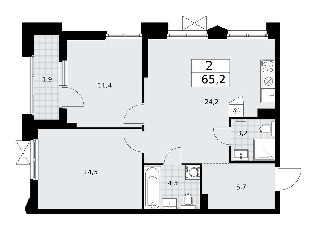 1-BD Apartment Sale, 65.2平方米 at Desnarechie, kvartal № 23, Desyonovskoye Settlement, Moscow, Russia #1 1-BD Apartment Sale, 65.2平方米 at Desnarechie, kvartal № 23, Desyonovskoye Settlement, Moscow, Russia #1