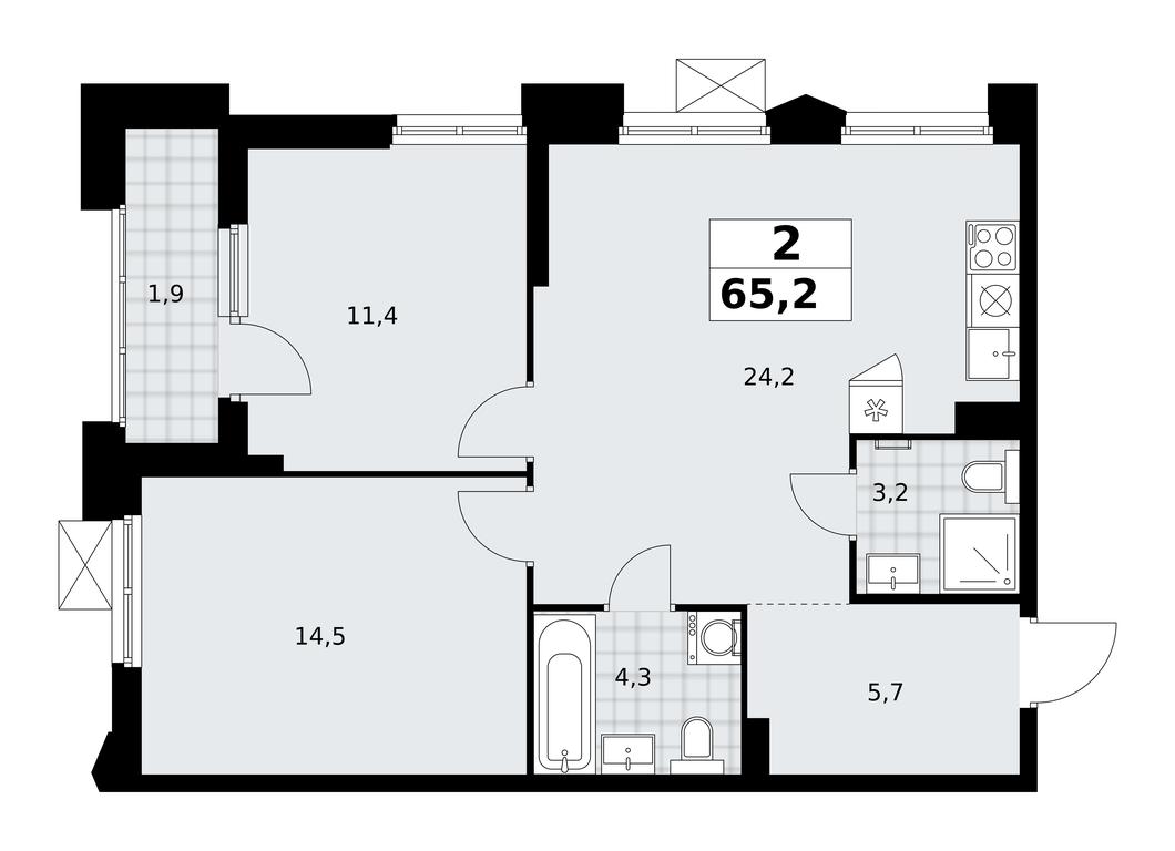 1-BD Apartment Sale, 65.2平方米 at Desnarechie, kvartal № 23, Desyonovskoye Settlement, Moscow, Russia #2 1-BD Apartment Sale, 65.2平方米 at Desnarechie, kvartal № 23, Desyonovskoye Settlement, Moscow, Russia #2