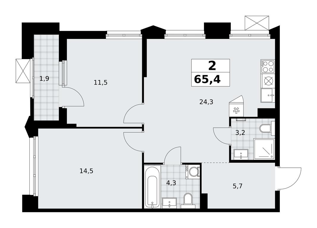 1-BD Apartment Sale, 65.4平方米 at Desnarechie, kvartal № 23, Desyonovskoye Settlement, Moscow, Russia #2 1-BD Apartment Sale, 65.4平方米 at Desnarechie, kvartal № 23, Desyonovskoye Settlement, Moscow, Russia #2