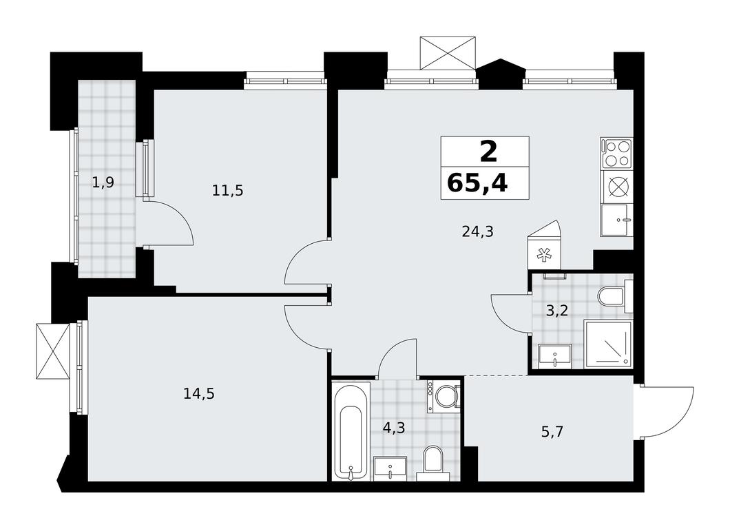 1-BD Apartment Sale, 65.4 sq. m. at Desnarechie, kvartal № 23, Desyonovskoye Settlement, Moscow, Russia #2 1-BD Apartment Sale, 65.4 sq. m. at Desnarechie, kvartal № 23, Desyonovskoye Settlement, Moscow, Russia #2