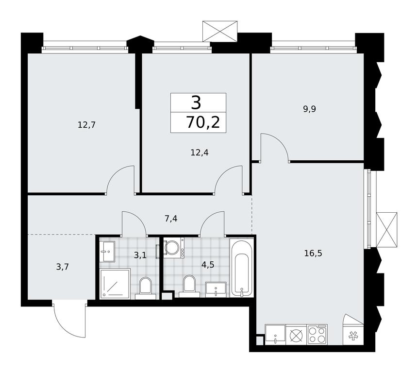 2-BD Apartment Sale, 70.2平方米 at Desnarechie, kvartal № 23, Desyonovskoye Settlement, Moscow, Russia #1 2-BD Apartment Sale, 70.2平方米 at Desnarechie, kvartal № 23, Desyonovskoye Settlement, Moscow, Russia #1