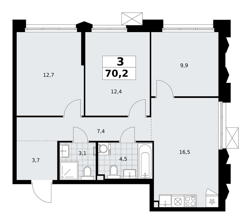 2-BD Apartment Sale, 70.2平方米 at Desnarechie, kvartal № 23, Desyonovskoye Settlement, Moscow, Russia #2 2-BD Apartment Sale, 70.2平方米 at Desnarechie, kvartal № 23, Desyonovskoye Settlement, Moscow, Russia #2