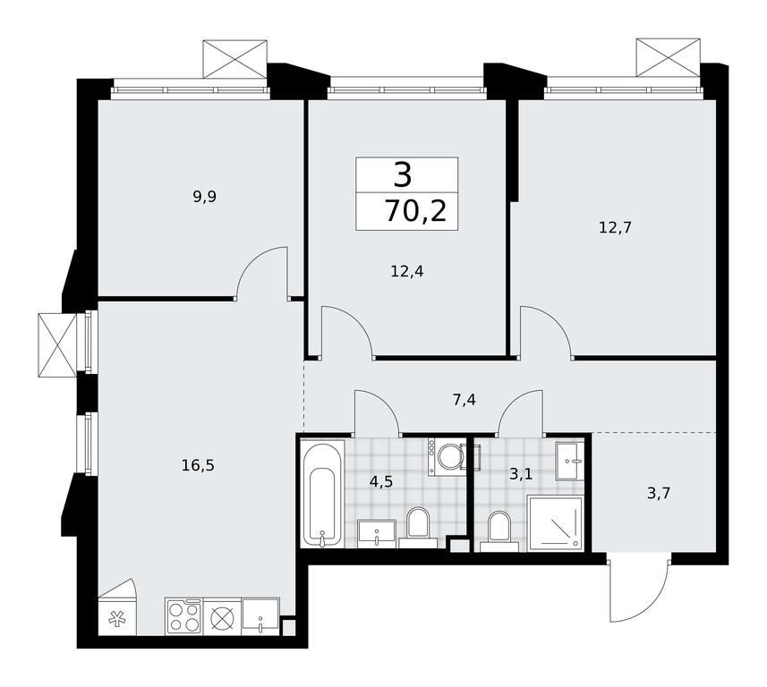 2-BD Apartment Sale, 70.2平方米 at Desnarechie, kvartal № 23, Desyonovskoye Settlement, Moscow, Russia #1 2-BD Apartment Sale, 70.2平方米 at Desnarechie, kvartal № 23, Desyonovskoye Settlement, Moscow, Russia #1
