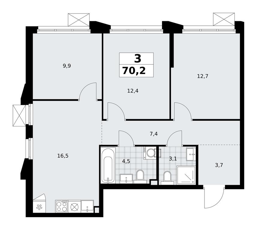 2-BD Apartment Sale, 70.2平方米 at Desnarechie, kvartal № 23, Desyonovskoye Settlement, Moscow, Russia #2 2-BD Apartment Sale, 70.2平方米 at Desnarechie, kvartal № 23, Desyonovskoye Settlement, Moscow, Russia #2