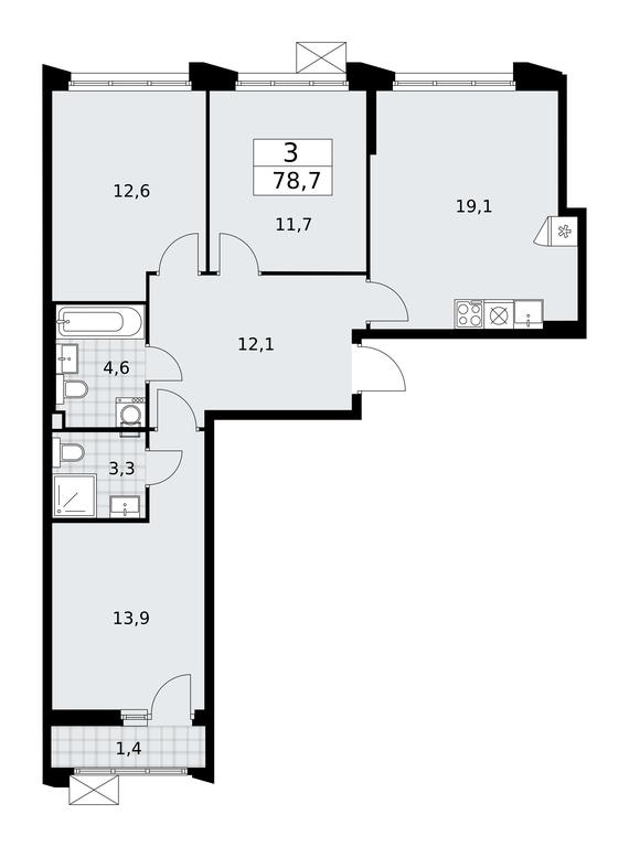 2-BD Apartment Sale, 78.7 sq. m. at Desnarechie, kvartal № 23, Desyonovskoye Settlement, Moscow, Russia #1