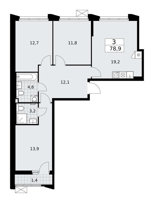 2-BD Apartment Sale, 78.9平方米 at Desnarechie, kvartal № 23, Desyonovskoye Settlement, Moscow, Russia #1 2-BD Apartment Sale, 78.9平方米 at Desnarechie, kvartal № 23, Desyonovskoye Settlement, Moscow, Russia #1
