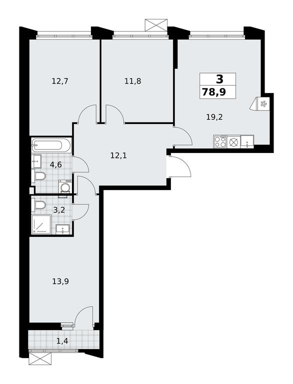 2-BD Apartment Sale, 78.9平方米 at Desnarechie, kvartal № 23, Desyonovskoye Settlement, Moscow, Russia #2 2-BD Apartment Sale, 78.9平方米 at Desnarechie, kvartal № 23, Desyonovskoye Settlement, Moscow, Russia #2