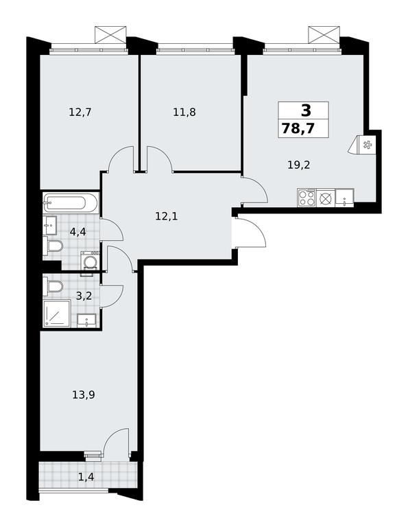 2-BD Apartment Sale, 78.7平方米 at Desnarechie, kvartal № 23, Desyonovskoye Settlement, Moscow, Russia #2 2-BD Apartment Sale, 78.7平方米 at Desnarechie, kvartal № 23, Desyonovskoye Settlement, Moscow, Russia #2