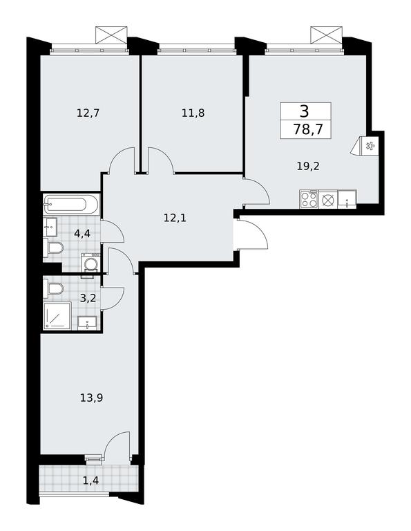 2-BD Apartment Sale, 78.7平方米 at Desnarechie, kvartal № 23, Desyonovskoye Settlement, Moscow, Russia #1 2-BD Apartment Sale, 78.7平方米 at Desnarechie, kvartal № 23, Desyonovskoye Settlement, Moscow, Russia #1