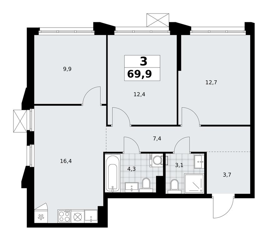 2-BD Apartment Sale, 69.9 sq. m. at Desnarechie, kvartal № 23, Desyonovskoye Settlement, Moscow, Russia #2 2-BD Apartment Sale, 69.9 sq. m. at Desnarechie, kvartal № 23, Desyonovskoye Settlement, Moscow, Russia #2