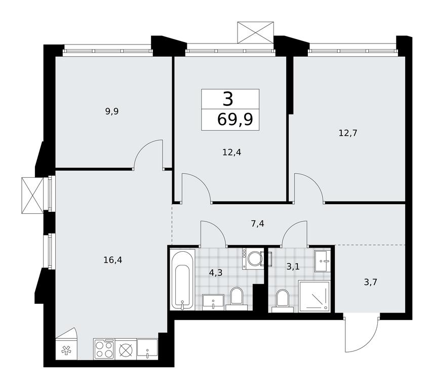 2-BD Apartment Sale, 69.9 sq. m. at Desnarechie, kvartal № 23, Desyonovskoye Settlement, Moscow, Russia #1 2-BD Apartment Sale, 69.9 sq. m. at Desnarechie, kvartal № 23, Desyonovskoye Settlement, Moscow, Russia #1