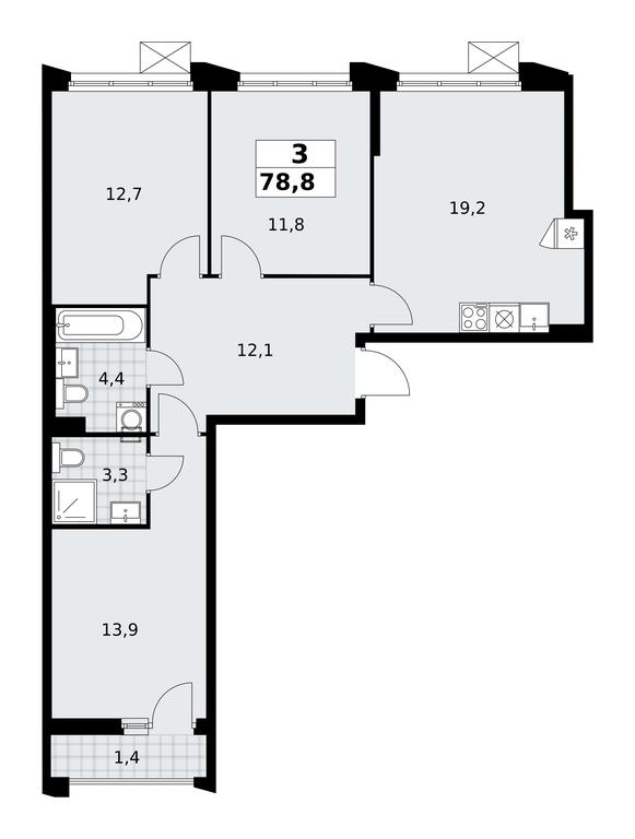 2-BD Apartment Sale, 78.8平方米 at Desnarechie, kvartal № 23, Desyonovskoye Settlement, Moscow, Russia #2 2-BD Apartment Sale, 78.8平方米 at Desnarechie, kvartal № 23, Desyonovskoye Settlement, Moscow, Russia #2