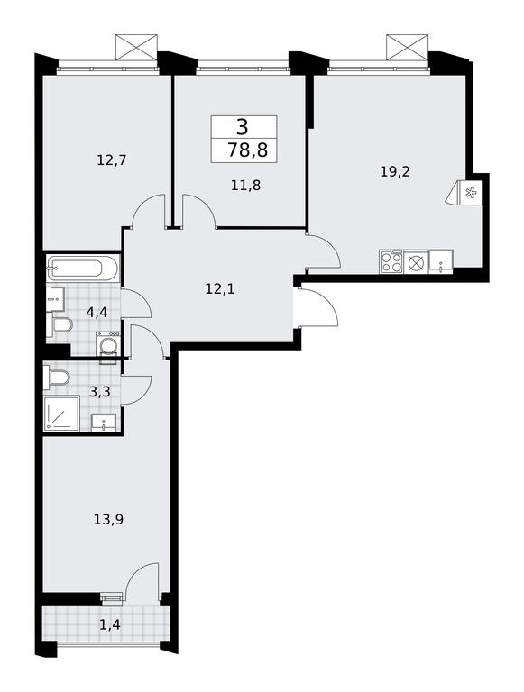 2-BD Apartment Sale, 78.8平方米 at Desnarechie, kvartal № 23, Desyonovskoye Settlement, Moscow, Russia #1 2-BD Apartment Sale, 78.8平方米 at Desnarechie, kvartal № 23, Desyonovskoye Settlement, Moscow, Russia #1