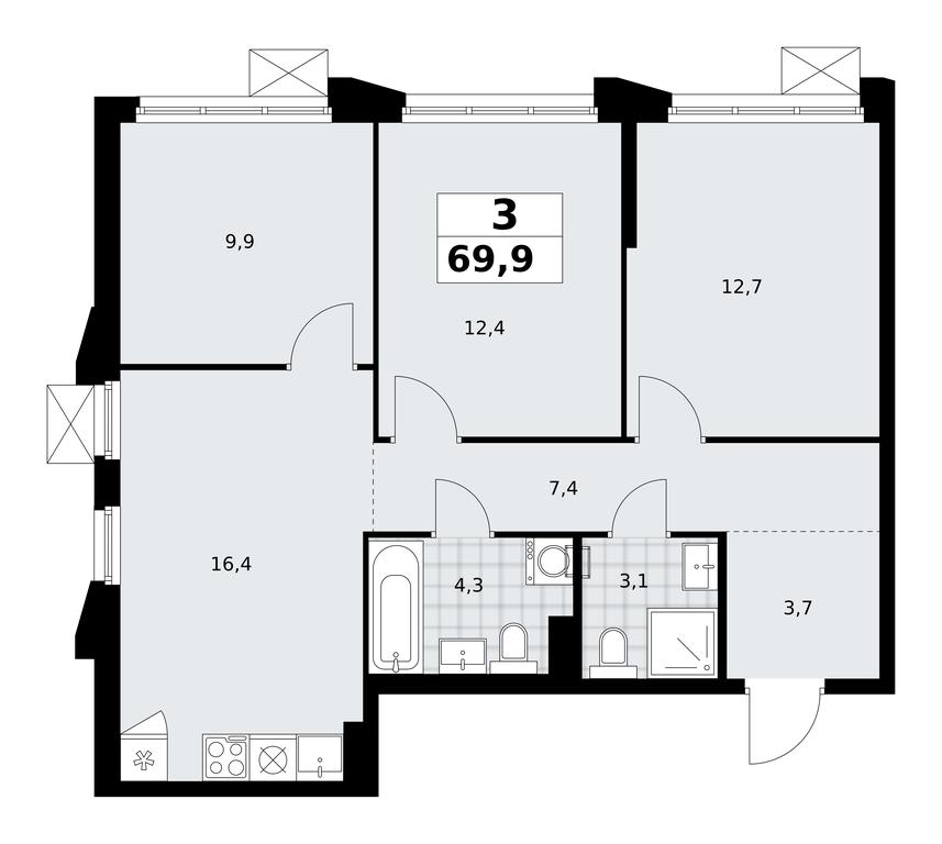 2-BD Apartment Sale, 69.9 sq. m. at Desnarechie, kvartal № 23, Desyonovskoye Settlement, Moscow, Russia #2 2-BD Apartment Sale, 69.9 sq. m. at Desnarechie, kvartal № 23, Desyonovskoye Settlement, Moscow, Russia #2