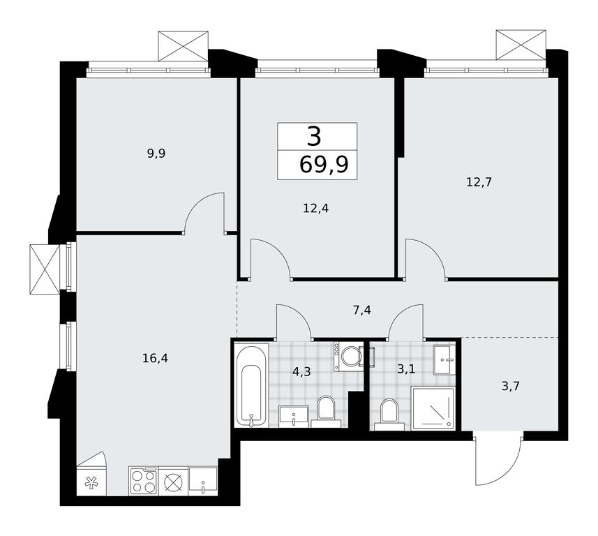2-BD Apartment Sale, 69.9 sq. m. at Desnarechie, kvartal № 23, Desyonovskoye Settlement, Moscow, Russia #1 2-BD Apartment Sale, 69.9 sq. m. at Desnarechie, kvartal № 23, Desyonovskoye Settlement, Moscow, Russia #1