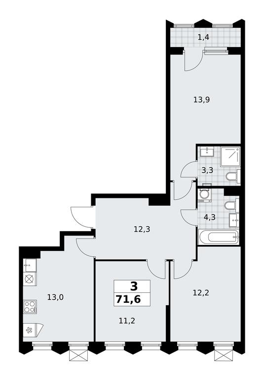 2-BD Apartment Sale, 71.6平方米 at Desnarechie, kvartal № 23, Desyonovskoye Settlement, Moscow, Russia #2 2-BD Apartment Sale, 71.6平方米 at Desnarechie, kvartal № 23, Desyonovskoye Settlement, Moscow, Russia #2