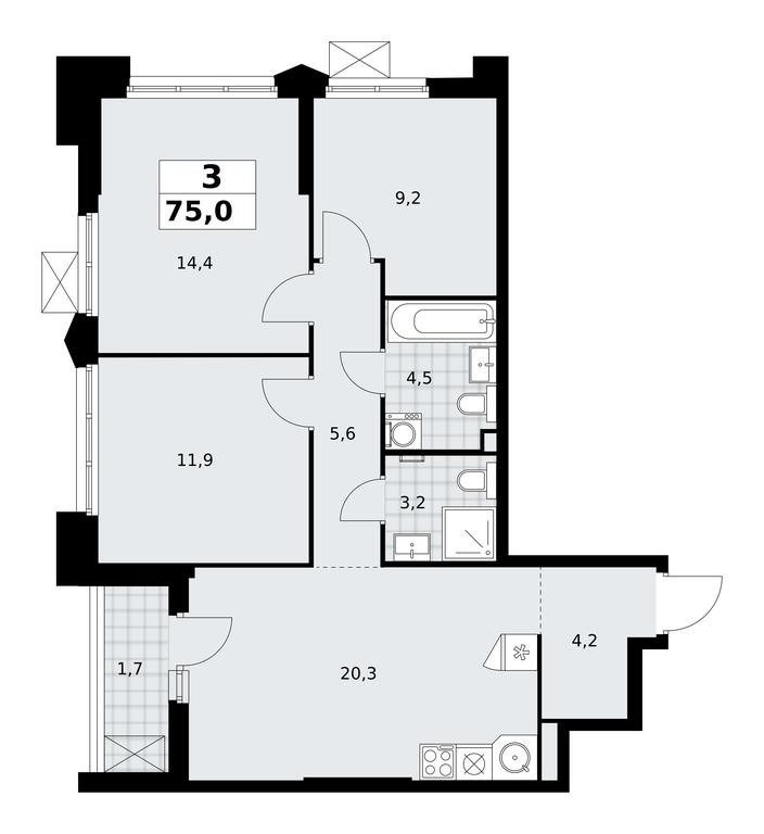2-BD Apartment Sale, 75 sq. m. at Desnarechie, kvartal № 23, Desyonovskoye Settlement, Moscow, Russia #2 2-BD Apartment Sale, 75 sq. m. at Desnarechie, kvartal № 23, Desyonovskoye Settlement, Moscow, Russia #2