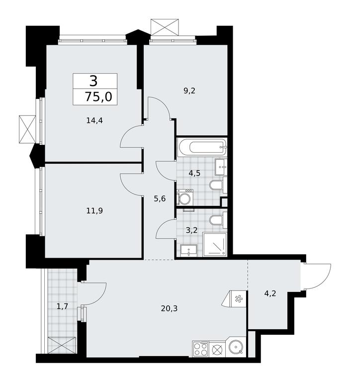 2-BD Apartment Sale, 75 sq. m. at Desnarechie, kvartal № 23, Desyonovskoye Settlement, Moscow, Russia #1 2-BD Apartment Sale, 75 sq. m. at Desnarechie, kvartal № 23, Desyonovskoye Settlement, Moscow, Russia #1