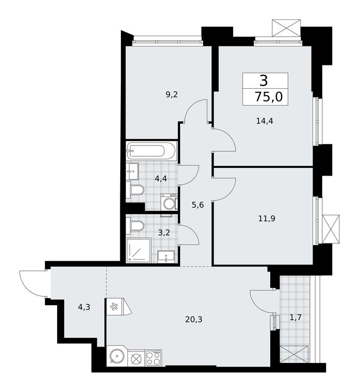 2-BD Apartment Sale, 75平方米 at Desnarechie, kvartal № 23, Desyonovskoye Settlement, Moscow, Russia #1 2-BD Apartment Sale, 75平方米 at Desnarechie, kvartal № 23, Desyonovskoye Settlement, Moscow, Russia #1