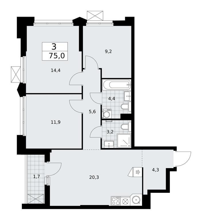 2-BD Apartment Sale, 75平方米 at Desnarechie, kvartal № 23, Desyonovskoye Settlement, Moscow, Russia #1 2-BD Apartment Sale, 75平方米 at Desnarechie, kvartal № 23, Desyonovskoye Settlement, Moscow, Russia #1