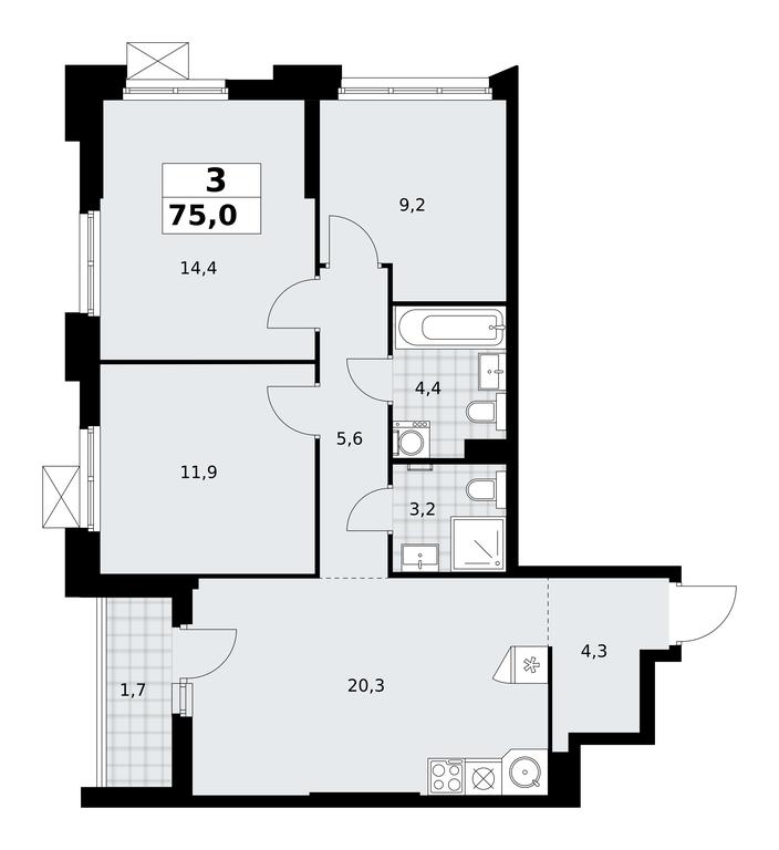 2-BD Apartment Sale, 75平方米 at Desnarechie, kvartal № 23, Desyonovskoye Settlement, Moscow, Russia #2 2-BD Apartment Sale, 75平方米 at Desnarechie, kvartal № 23, Desyonovskoye Settlement, Moscow, Russia #2