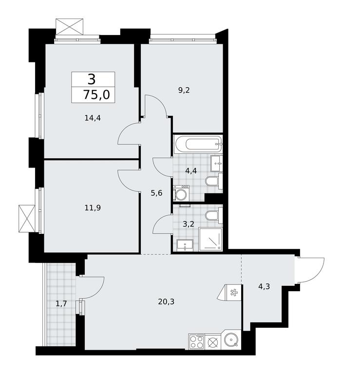 2-BD Apartment Sale, 75平方米 at Desnarechie, kvartal № 23, Desyonovskoye Settlement, Moscow, Russia #1 2-BD Apartment Sale, 75平方米 at Desnarechie, kvartal № 23, Desyonovskoye Settlement, Moscow, Russia #1