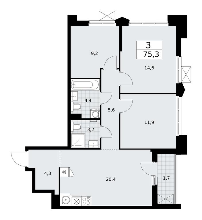 2-BD Apartment Sale, 75.3平方米 at Desnarechie, kvartal № 23, Desyonovskoye Settlement, Moscow, Russia #1 2-BD Apartment Sale, 75.3平方米 at Desnarechie, kvartal № 23, Desyonovskoye Settlement, Moscow, Russia #1