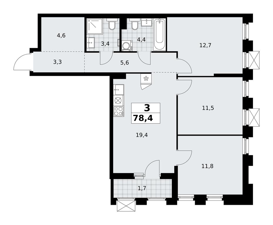 2-BD Apartment Sale, 78.4平方米 at Desnarechie, kvartal № 23, Desyonovskoye Settlement, Moscow, Russia #2 2-BD Apartment Sale, 78.4平方米 at Desnarechie, kvartal № 23, Desyonovskoye Settlement, Moscow, Russia #2