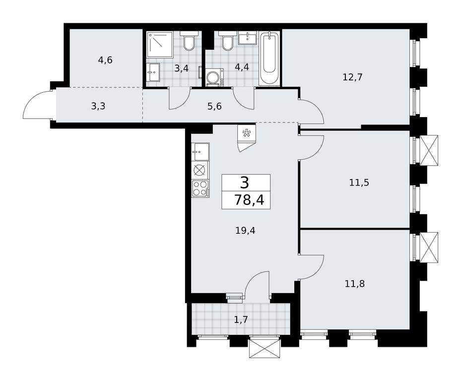 2-BD Apartment Sale, 78.4平方米 at Desnarechie, kvartal № 23, Desyonovskoye Settlement, Moscow, Russia #1 2-BD Apartment Sale, 78.4平方米 at Desnarechie, kvartal № 23, Desyonovskoye Settlement, Moscow, Russia #1