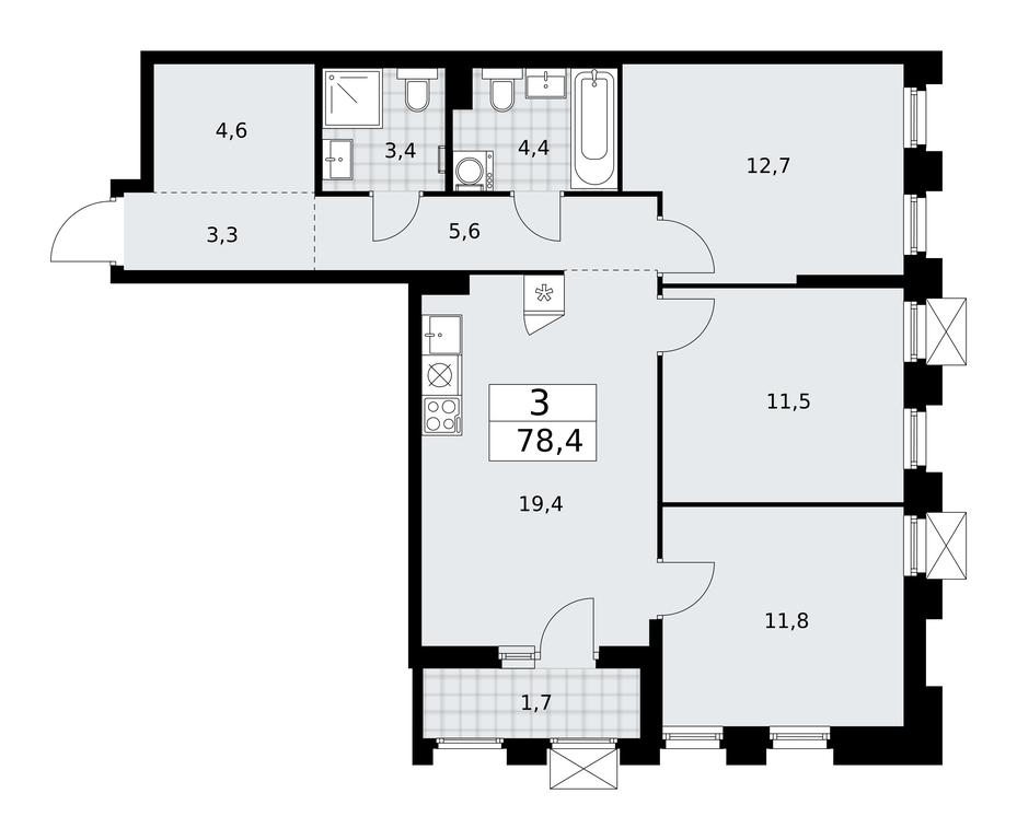 2-BD Apartment Sale, 78.4平方米 at Desnarechie, kvartal № 23, Desyonovskoye Settlement, Moscow, Russia #1 2-BD Apartment Sale, 78.4平方米 at Desnarechie, kvartal № 23, Desyonovskoye Settlement, Moscow, Russia #1