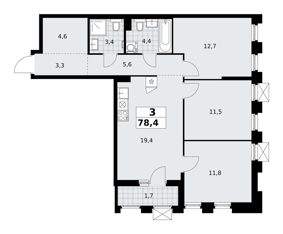 2-BD Apartment Sale, 78.4平方米 at Desnarechie, kvartal № 23, Desyonovskoye Settlement, Moscow, Russia #2 2-BD Apartment Sale, 78.4平方米 at Desnarechie, kvartal № 23, Desyonovskoye Settlement, Moscow, Russia #2