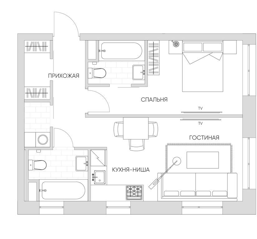 2-BD Apartment Sale, 44.8 sq. m. at Nice Loft, Avtomobilny Drive, 4, Moscow, Russia #1