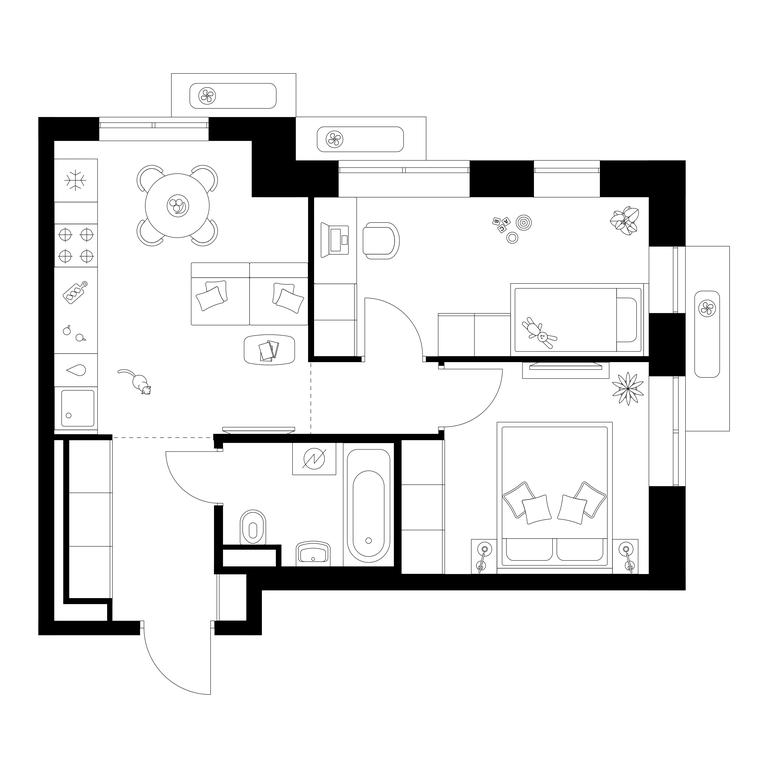 2-BD Apartment Sale, 44平方米 at Salarevo Park, Salaryevskaya Street, 8к1, Moskovskiy Settlement, Moscow, Russia #1