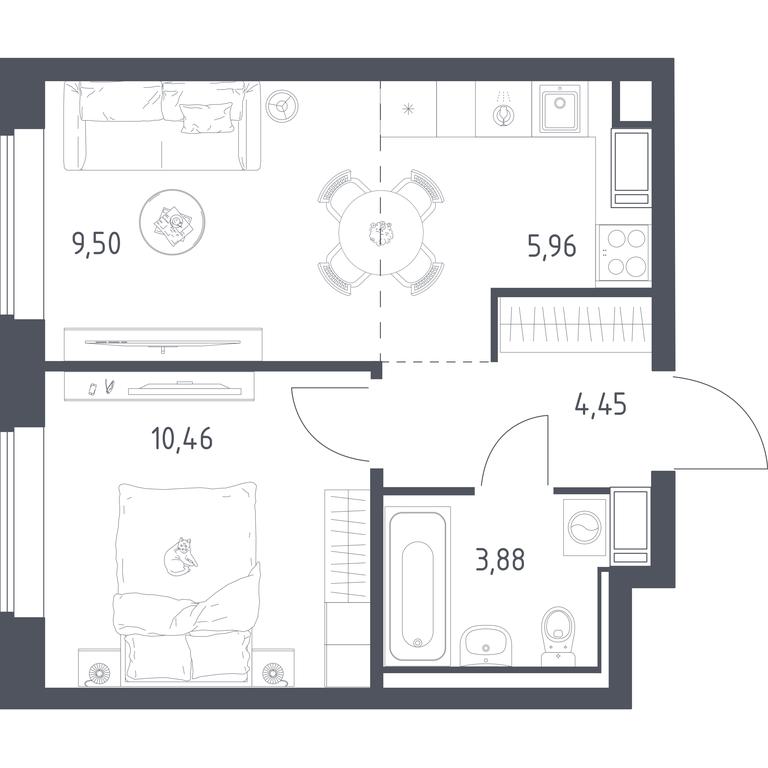Apartment Sale, 34.1 sq. m. at Tomilino Park, 1-y kvartal, posyolok Zhilino-1, Lubertsy City District, Moscow Region, Russia #1 Apartment Sale, 34.1 sq. m. at Tomilino Park, 1-y kvartal, posyolok Zhilino-1, Lubertsy City District, Moscow Region, Russia #1