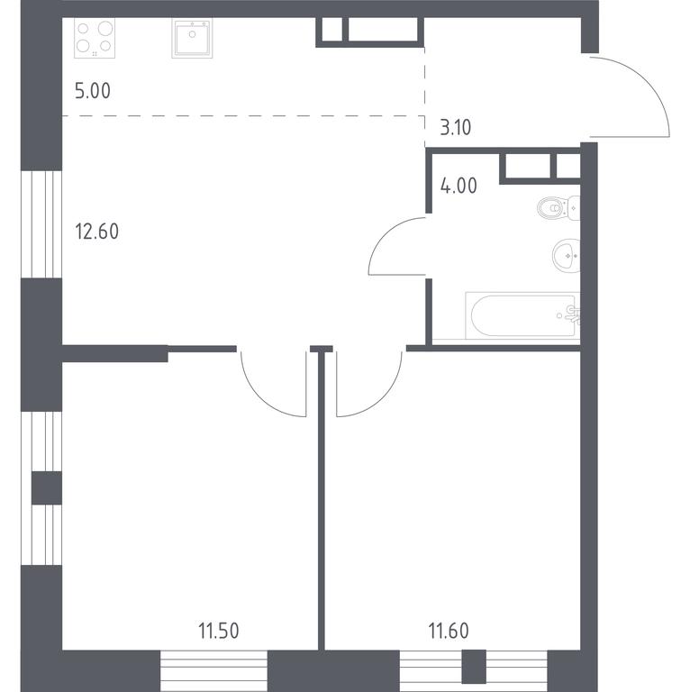 1-BD Apartment Sale, 47.8 sq. m. at Kvartal na Vode, Shosseynaya Street, 90с42, Moscow, Russia #1 1-BD Apartment Sale, 47.8 sq. m. at Kvartal na Vode, Shosseynaya Street, 90с42, Moscow, Russia #1