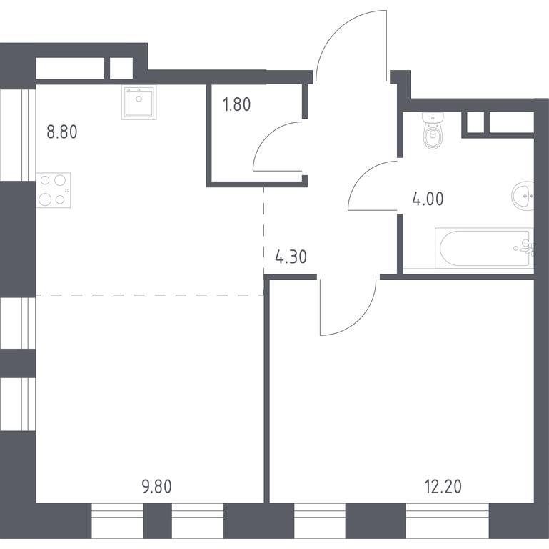 Apartment Sale, 40.9平方米 at Kvartal na Vode, Shosseynaya Street, 90с42, Moscow, Russia #1