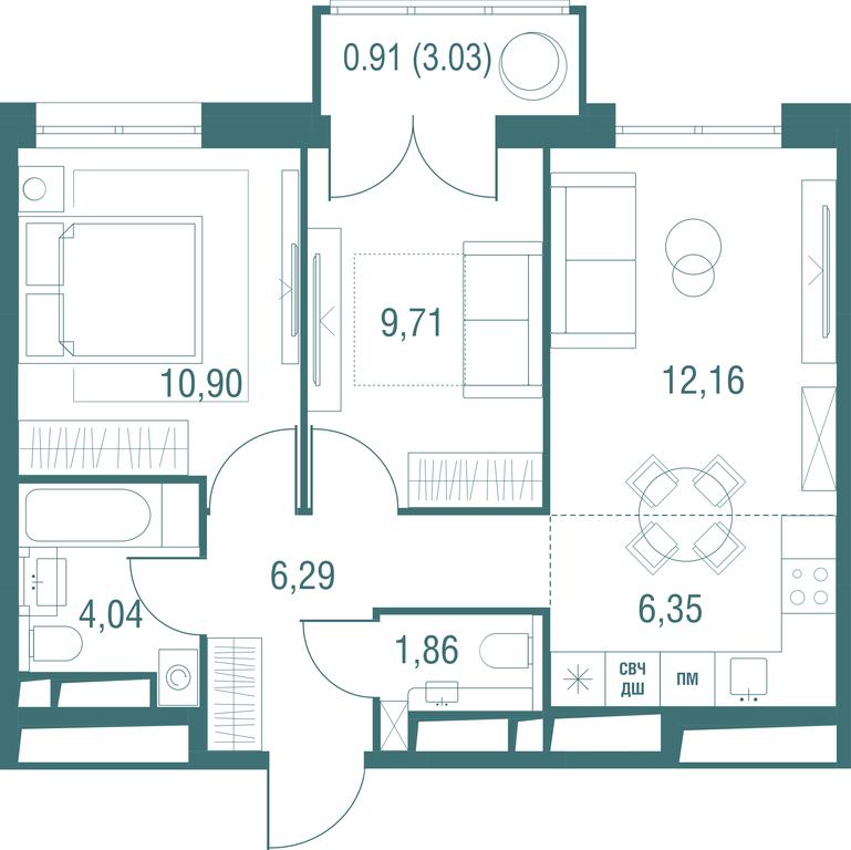 3-BD Apartment Sale, 52.22 sq. m. at Odinburg, Severnaya Street, 11, Odintsovo, Moscow Region, Russia #1