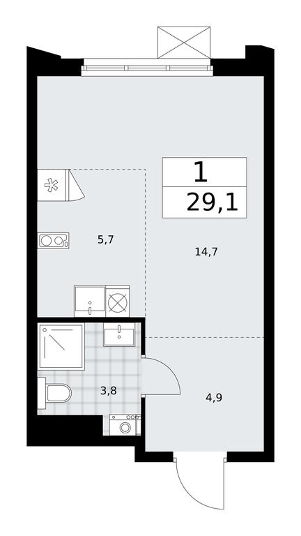 Apartment Sale, 29.1平方米 at Desnarechie, kvartal № 23, Desyonovskoye Settlement, Moscow, Russia #1