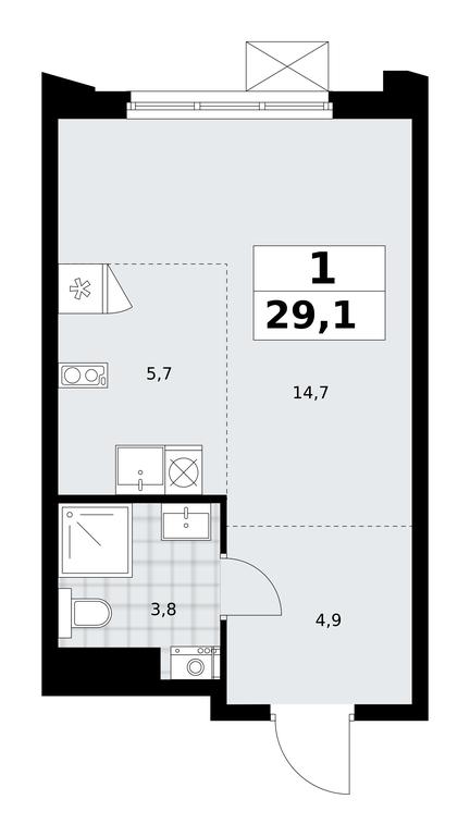 Apartment Sale, 29.1平方米 at Desnarechie, kvartal № 23, Desyonovskoye Settlement, Moscow, Russia #2