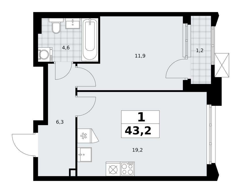 Apartment Sale, 43.2 sq. m. at Desnarechie, kvartal № 23, Desyonovskoye Settlement, Moscow, Russia #2 Apartment Sale, 43.2 sq. m. at Desnarechie, kvartal № 23, Desyonovskoye Settlement, Moscow, Russia #2