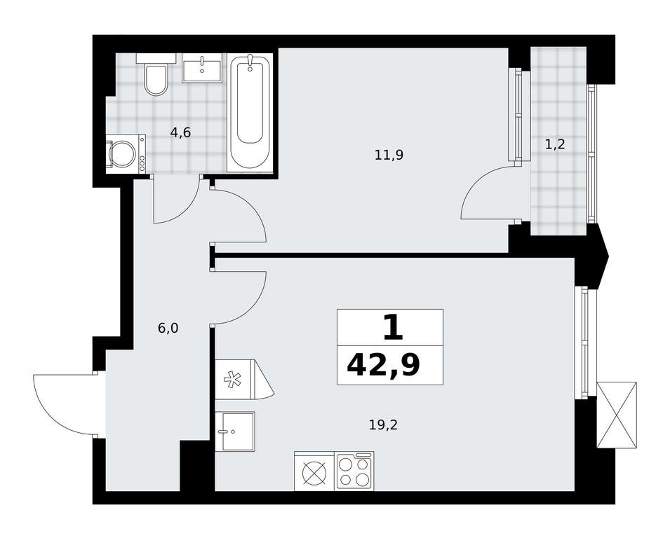 Apartment Sale, 42.9平方米 at Desnarechie, kvartal № 23, Desyonovskoye Settlement, Moscow, Russia #2 Apartment Sale, 42.9平方米 at Desnarechie, kvartal № 23, Desyonovskoye Settlement, Moscow, Russia #2