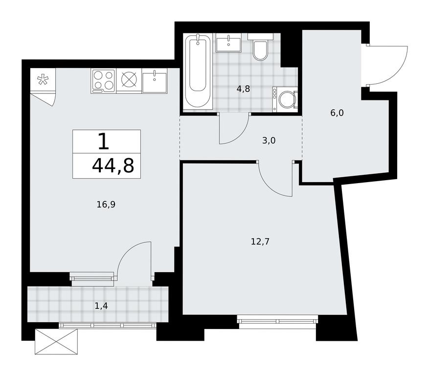 Apartment Sale, 44.8 sq. m. at Desnarechie, kvartal № 23, Desyonovskoye Settlement, Moscow, Russia #1 Apartment Sale, 44.8 sq. m. at Desnarechie, kvartal № 23, Desyonovskoye Settlement, Moscow, Russia #1