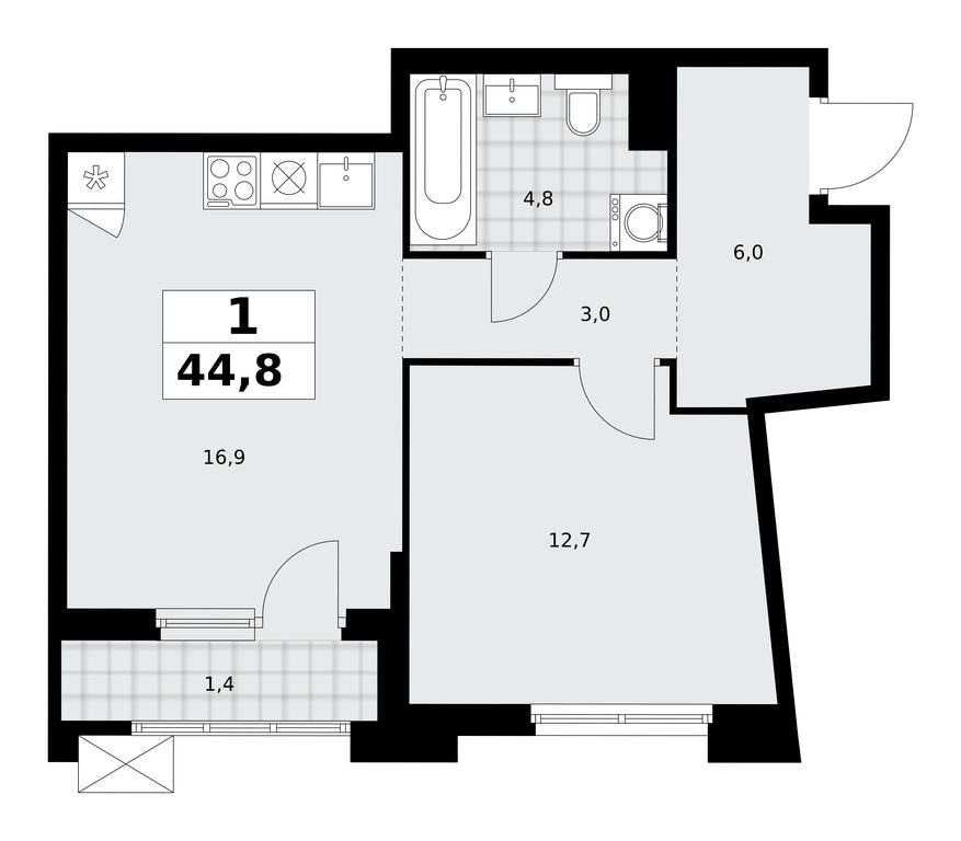 Apartment Sale, 44.8 sq. m. at Desnarechie, kvartal № 23, Desyonovskoye Settlement, Moscow, Russia #2 Apartment Sale, 44.8 sq. m. at Desnarechie, kvartal № 23, Desyonovskoye Settlement, Moscow, Russia #2