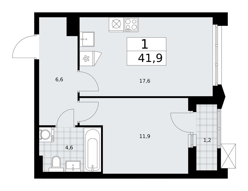 Apartment Sale, 41.9平方米 at Desnarechie, kvartal № 23, Desyonovskoye Settlement, Moscow, Russia #1
