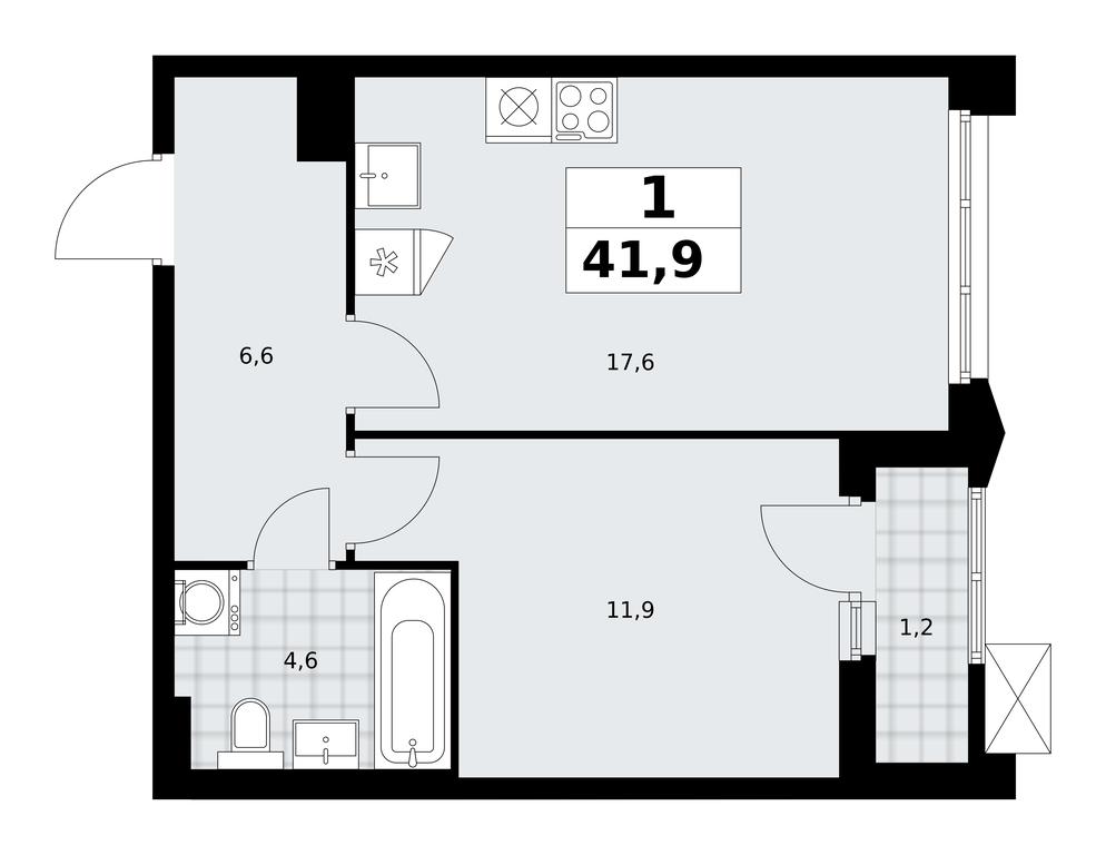 Apartment Sale, 41.9平方米 at Desnarechie, kvartal № 23, Desyonovskoye Settlement, Moscow, Russia #2